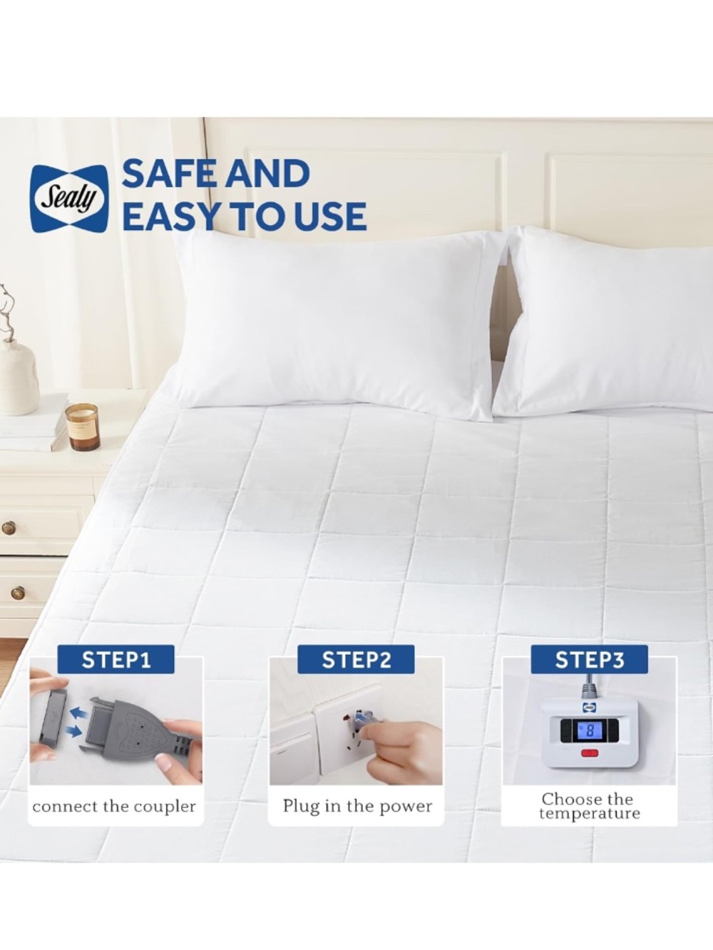 Sealy Electric Mattress Pad 10 Heat Settings With Auto Off, FULL - Ship alone - Picture 7 of 13